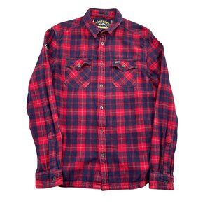 Superdry Expedition Plaid Shirt Mens Large Red Blue Classic Fit Button Down